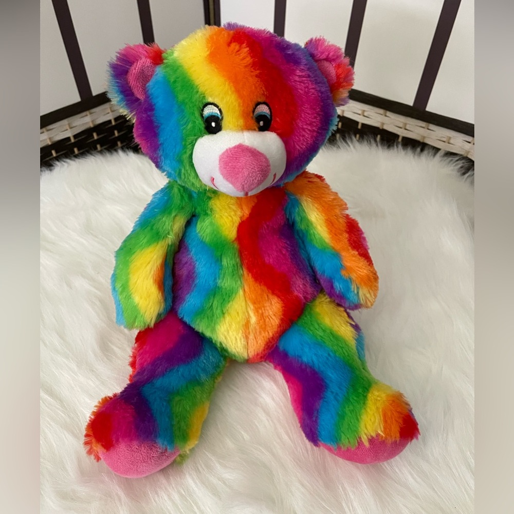 Rainbow Stuffed Bear 16" - Picture 2 of 5